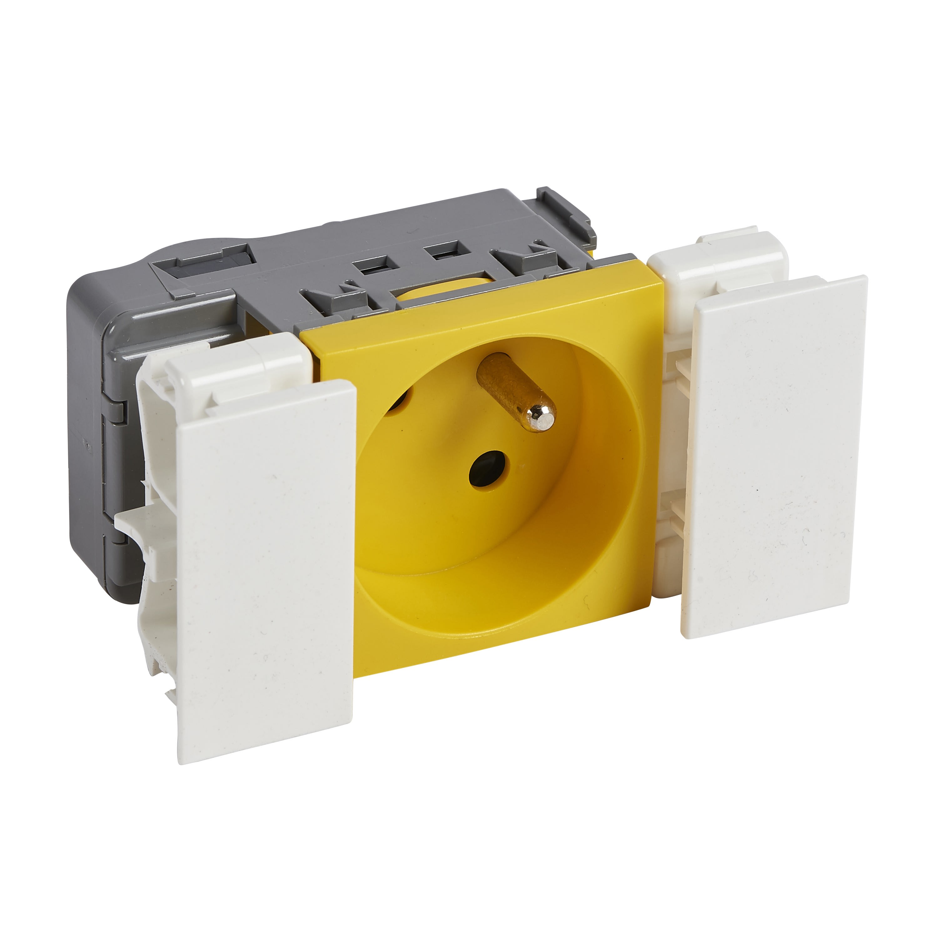Planet Wattohm - Prise 2P+T Logix - 2 modules - 16A - 250V - Bornes auto - Jaune RAL 1023