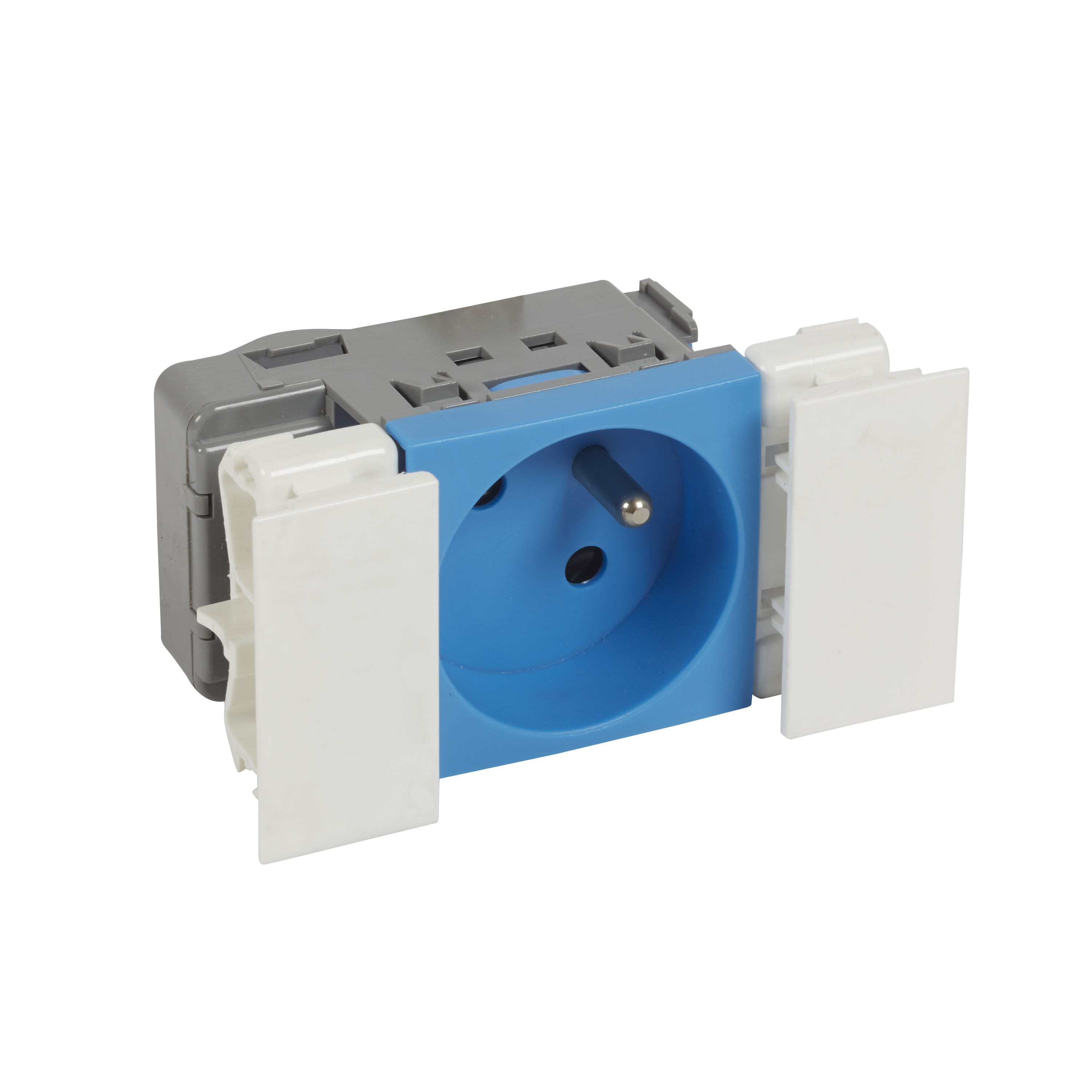 Planet Wattohm - Prise 2P+T Logix - 2 modules - 16A - 250V - Bornes auto - Bleu RAL 5012