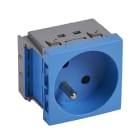 Planet Wattohm - Prise 2P+T juxtaposée Logix -2 modules-16A- 250V-Brochage vertical-Bleu RAL 5012