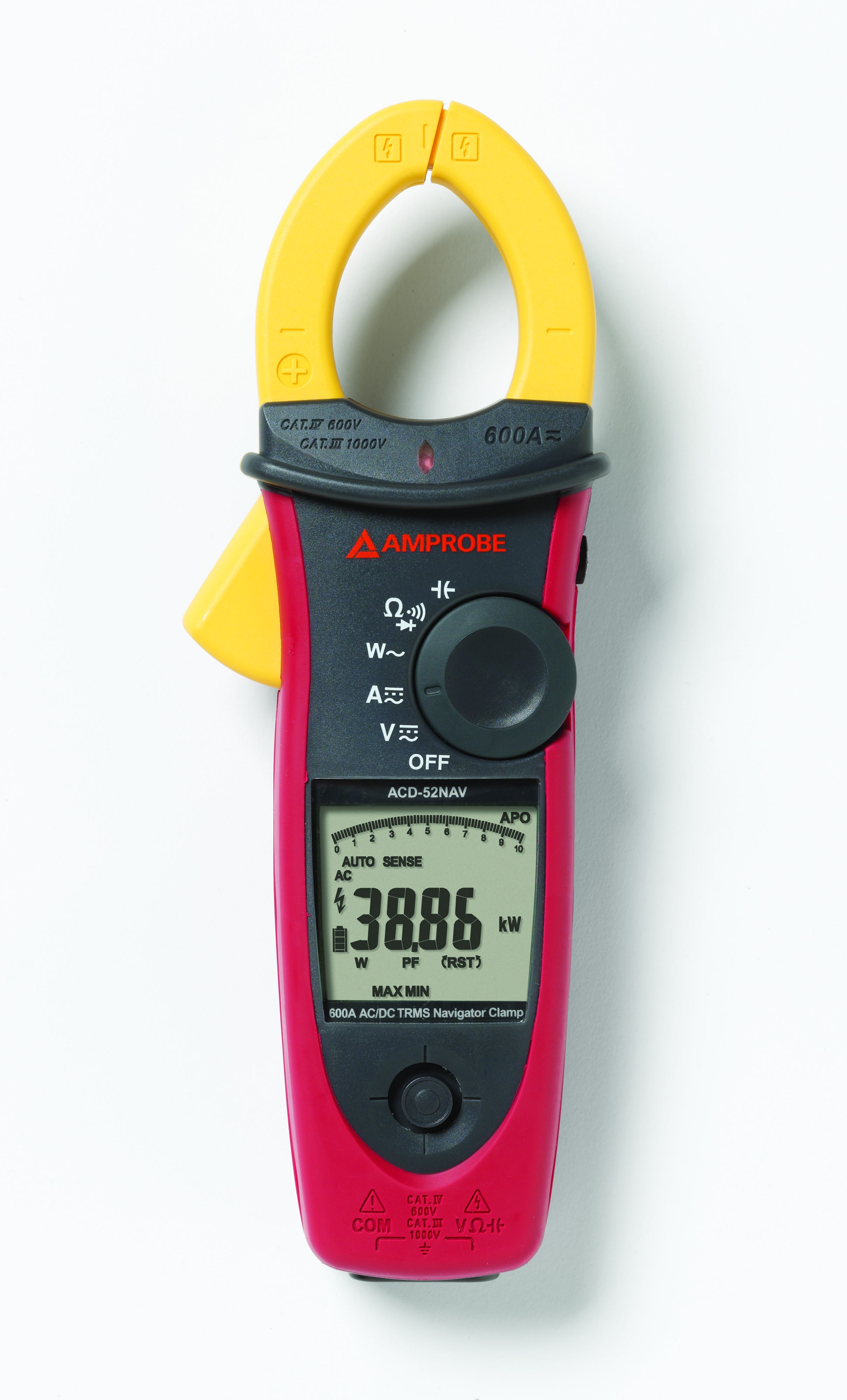 Fluke - ACDC-52NAV Pince wattmétrique TRMS 600 Aac/dc, puissance, cos phi, THD