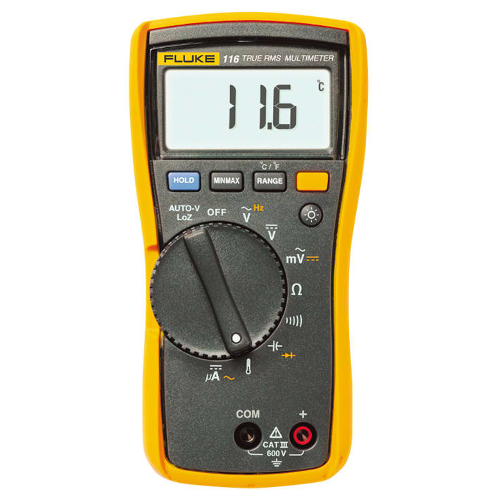 Fluke - Fluke-116 EUR Multimètre TRMS HVAC, 600 Vac/dc, thermomètre, courant ionisation