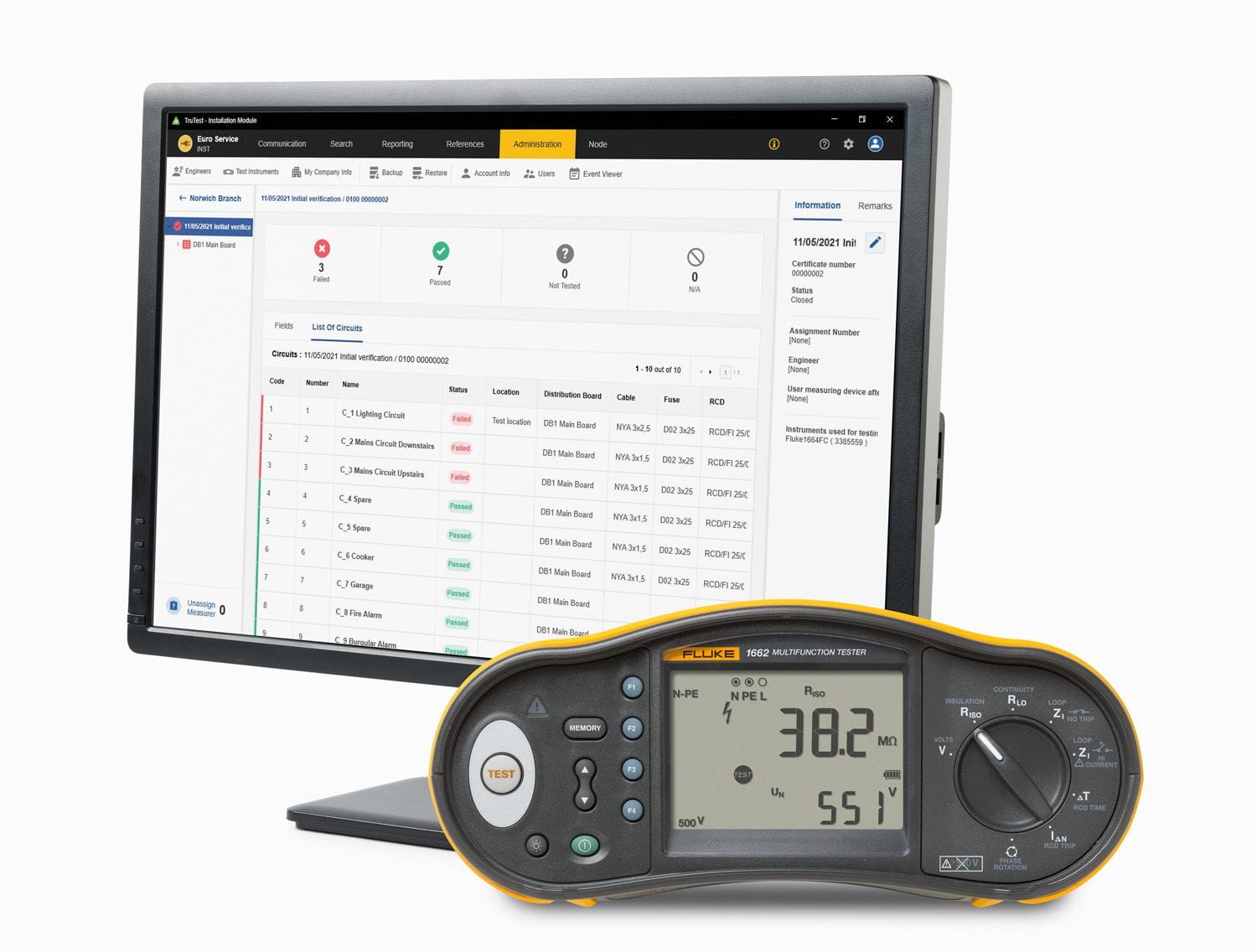 Fluke - 1662 SCH FTT KIT, Pack Testeur multifonction FLK-1662 SCH + logiciel TruTest