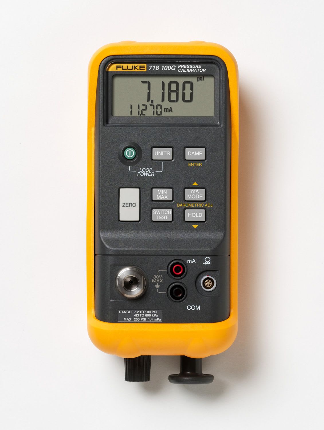 Fluke - Fluke 718 100US Calibrateur de pression 7 bar, pompe manuelle intégrée, cordons