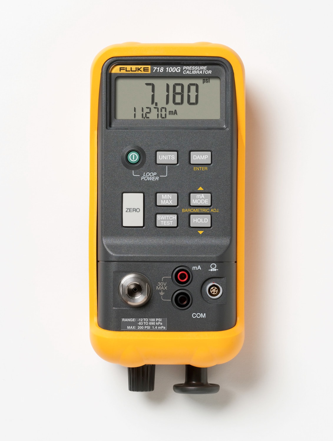 Fluke - Fluke 718 100US Calibrateur de pression 7 bar, pompe manuelle intégrée, cordons