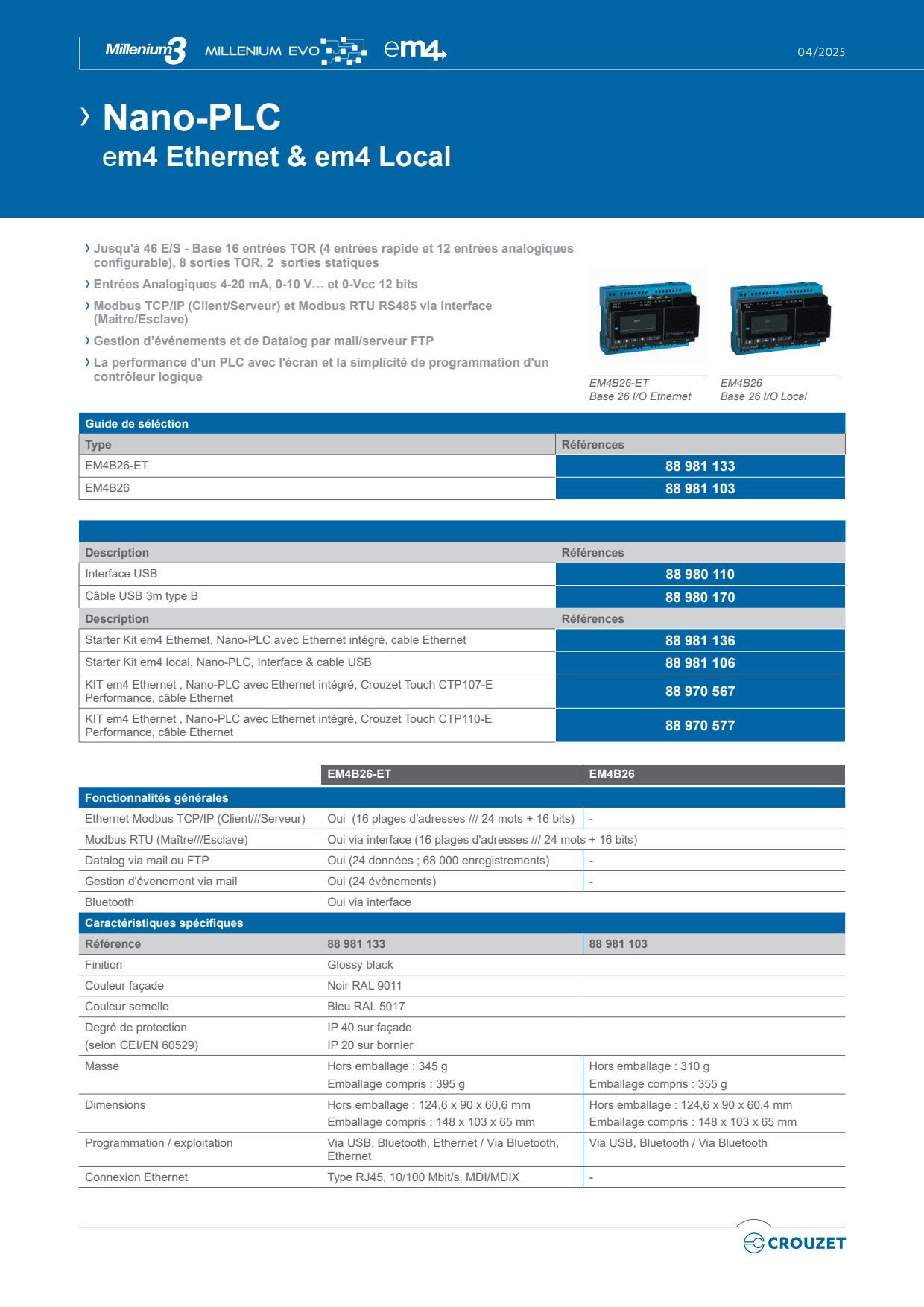 Crouzet - Multifunction Counter CTR48, MLCD, PNP/NPN/Voltage, 4 OUT, 10-30 VDC, 2 Presets