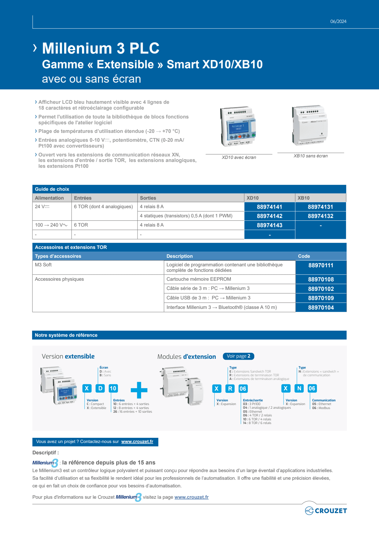Crouzet - Electronic Double Totalizer CTR24L, LED, 6 Digits, NPN or PNP IN, 10-30 VDC