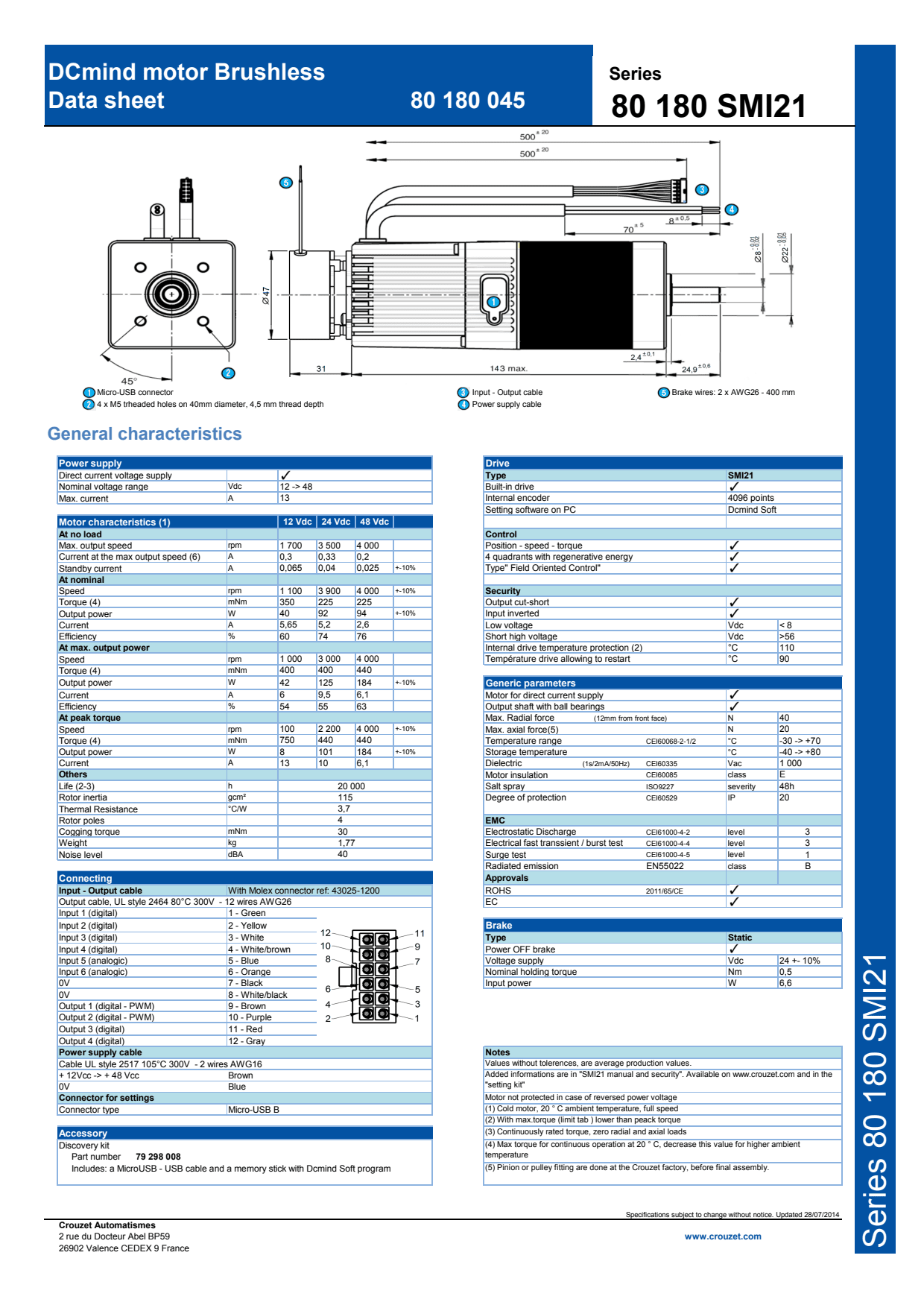 Crouzet - SQ57 Motor 66 W 12-48 VDC + Drive SMi21