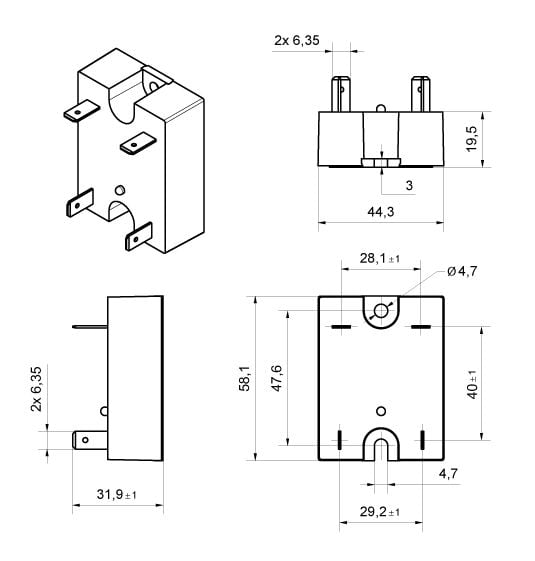 Crouzet - DC Brush Motor 898300, 3600 RPM, VDC = 24, Dir. = 2, Shaft = 8, Filter = B