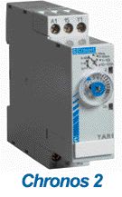 Crouzet - Chronos 2 Timer RQR1, 24 VDC / 24-240 VAC, 2C/O, 5 A, 0.1 s - 1 h, 17.5 mm