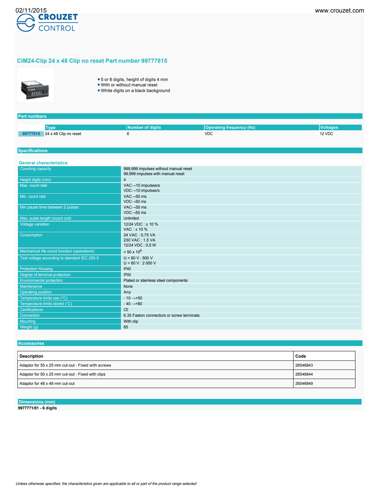 Crouzet - SSR Accessory, Heatsink, 1.75 °C/W