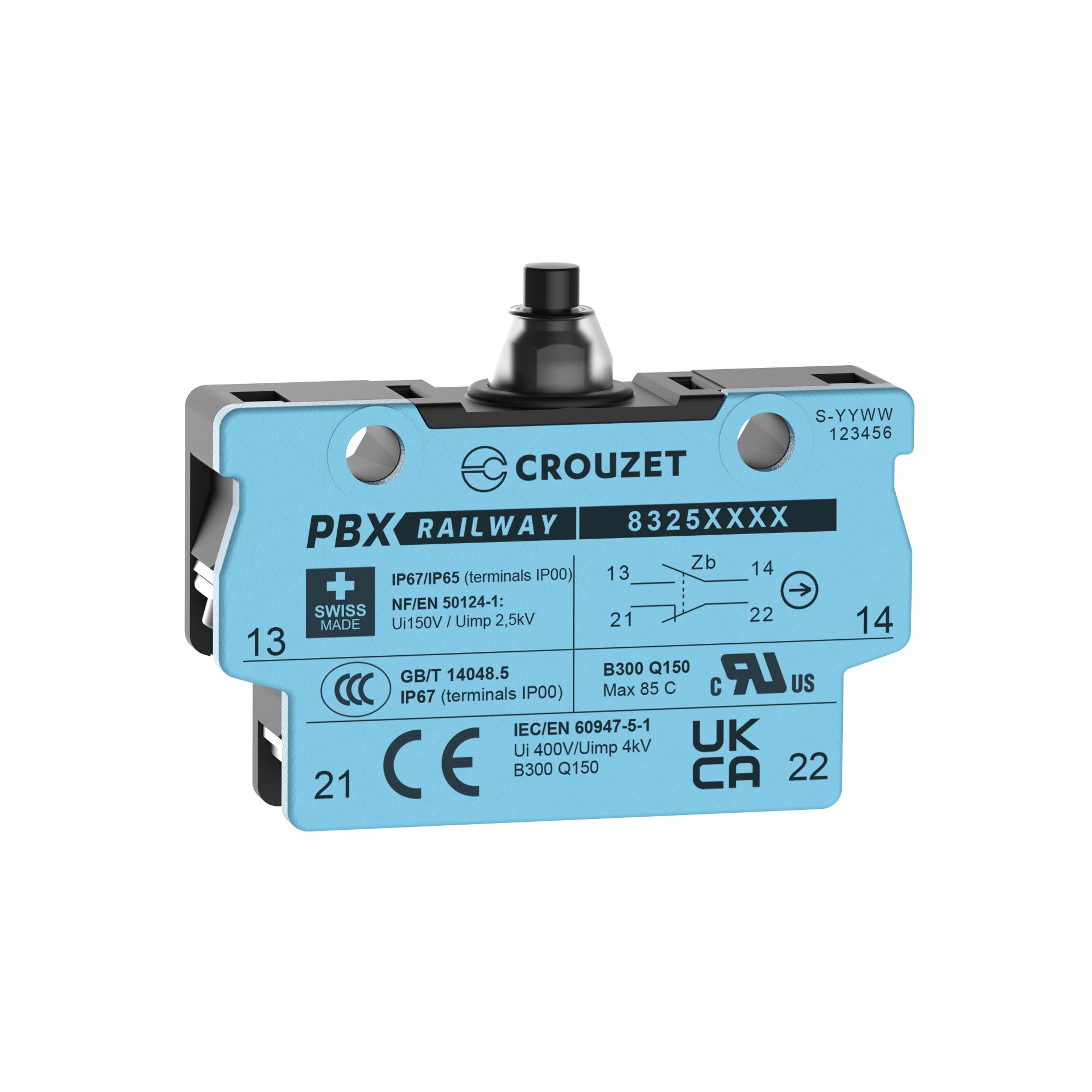 Crouzet - Microswitch, Classic, PBXR-8325 Series, 83250 IP67 W5 LG