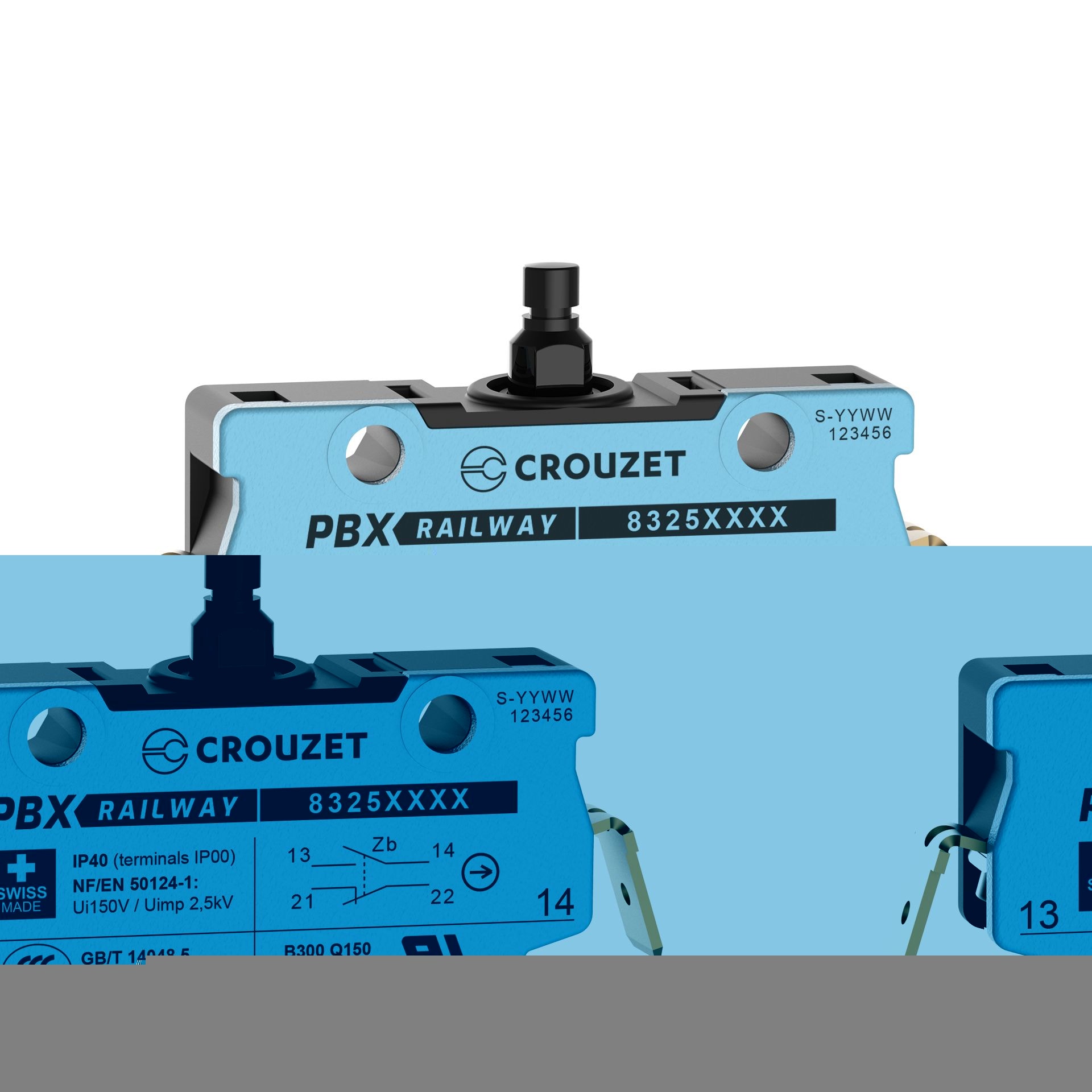 Crouzet - Microswitch, Classic, PBXR-8325 Series, 83254 IP40 W3/90B LG PT