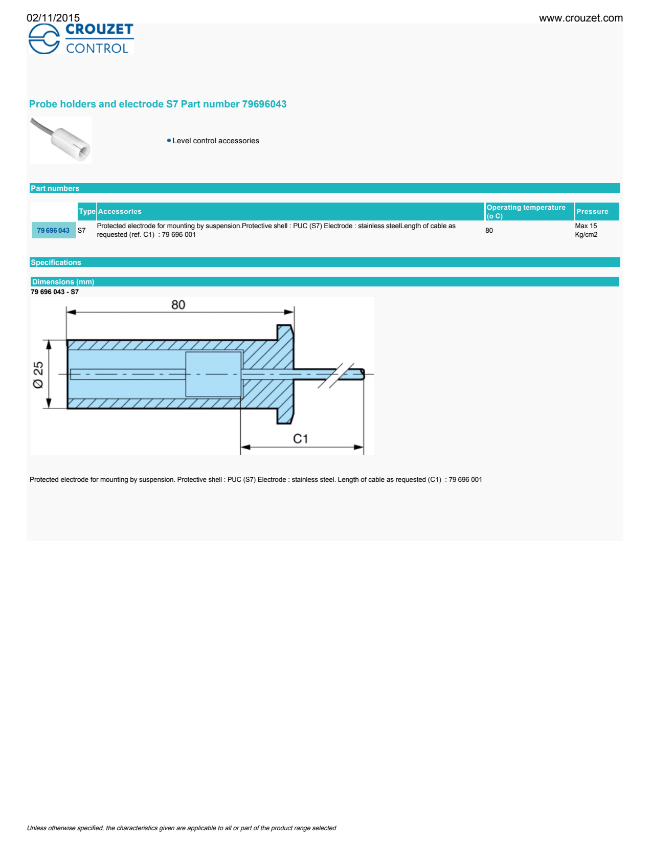 Crouzet - Microswitch accessory, for V4-83170/V4S-8318 Series, LEVER 170F R19.5