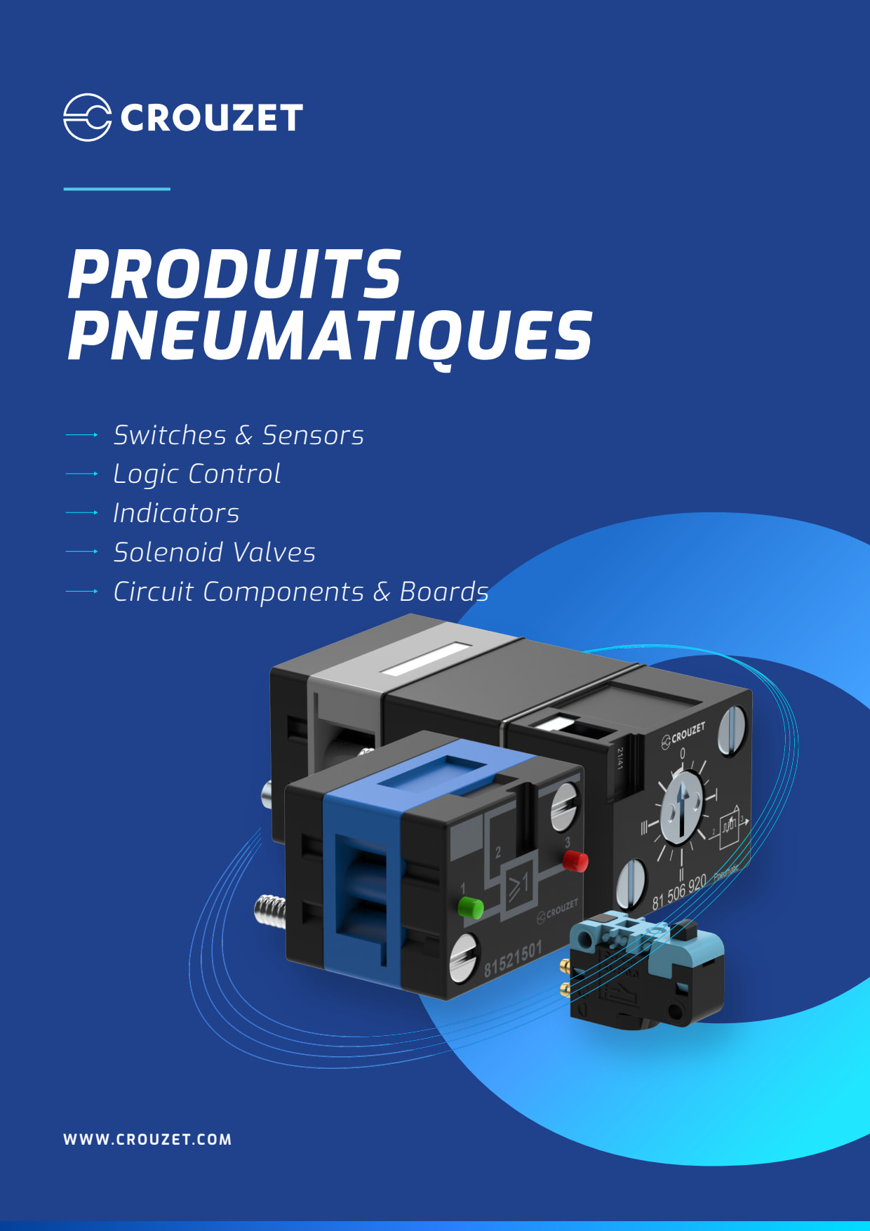 Crouzet - Jeu d'extrémité, montage sur rail DIN, raccord rapide de Ø 6 mm