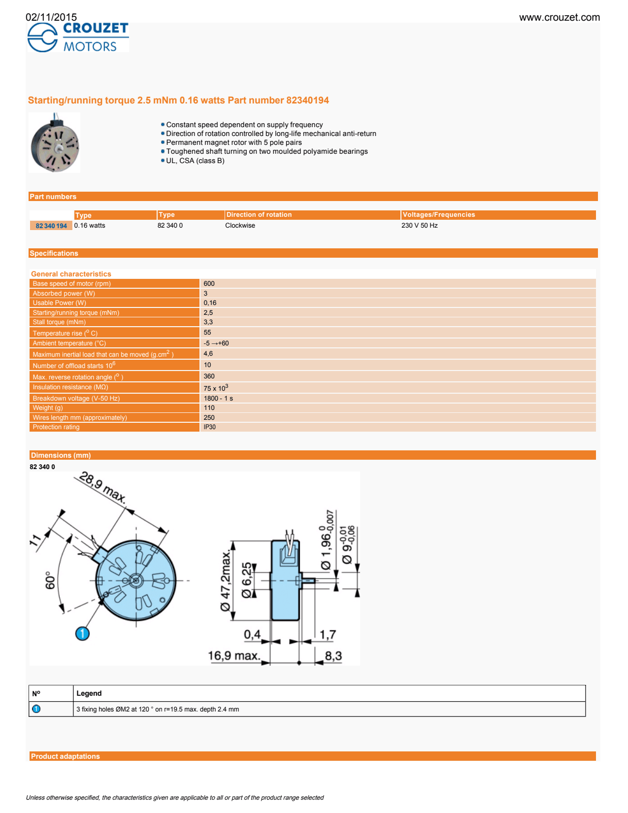 Crouzet - Détecteur de position standard, NF, actionneur rotatif latéral, raccord Ø 4 mm