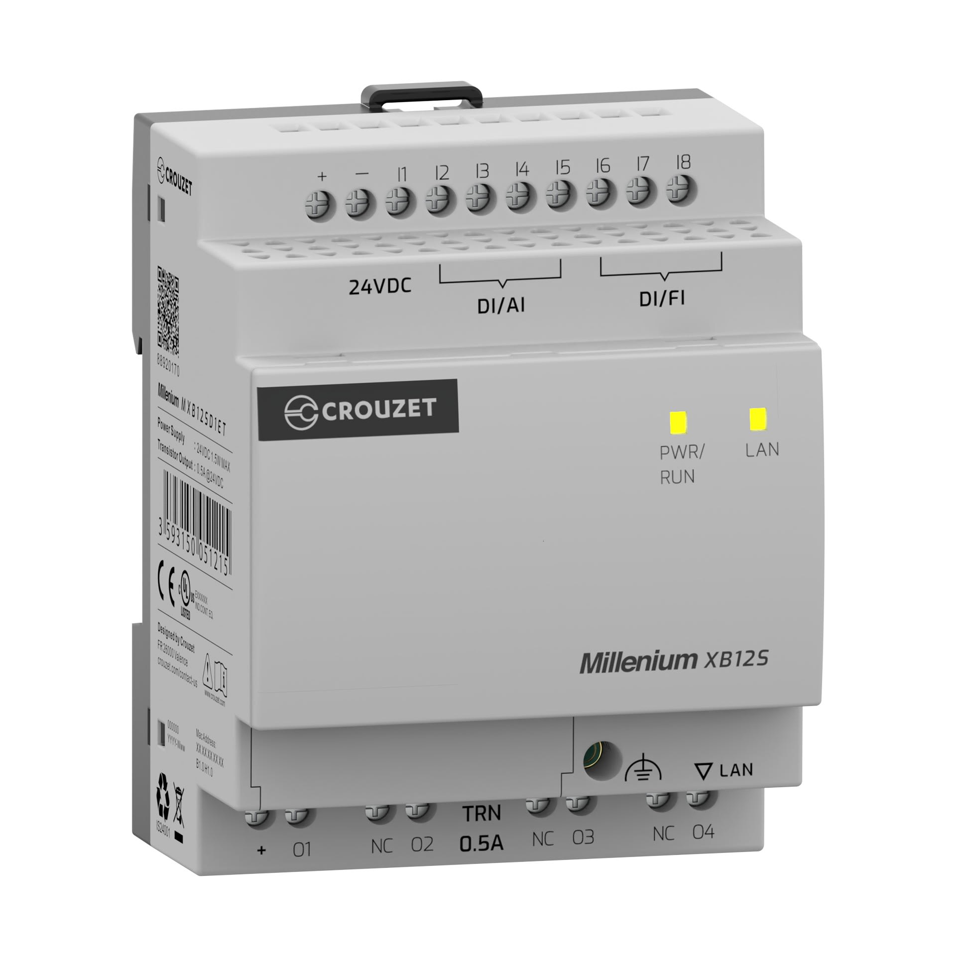 Crouzet - Contrôleur logique Millenium, 12 E/S, 24 VDC, sans écran