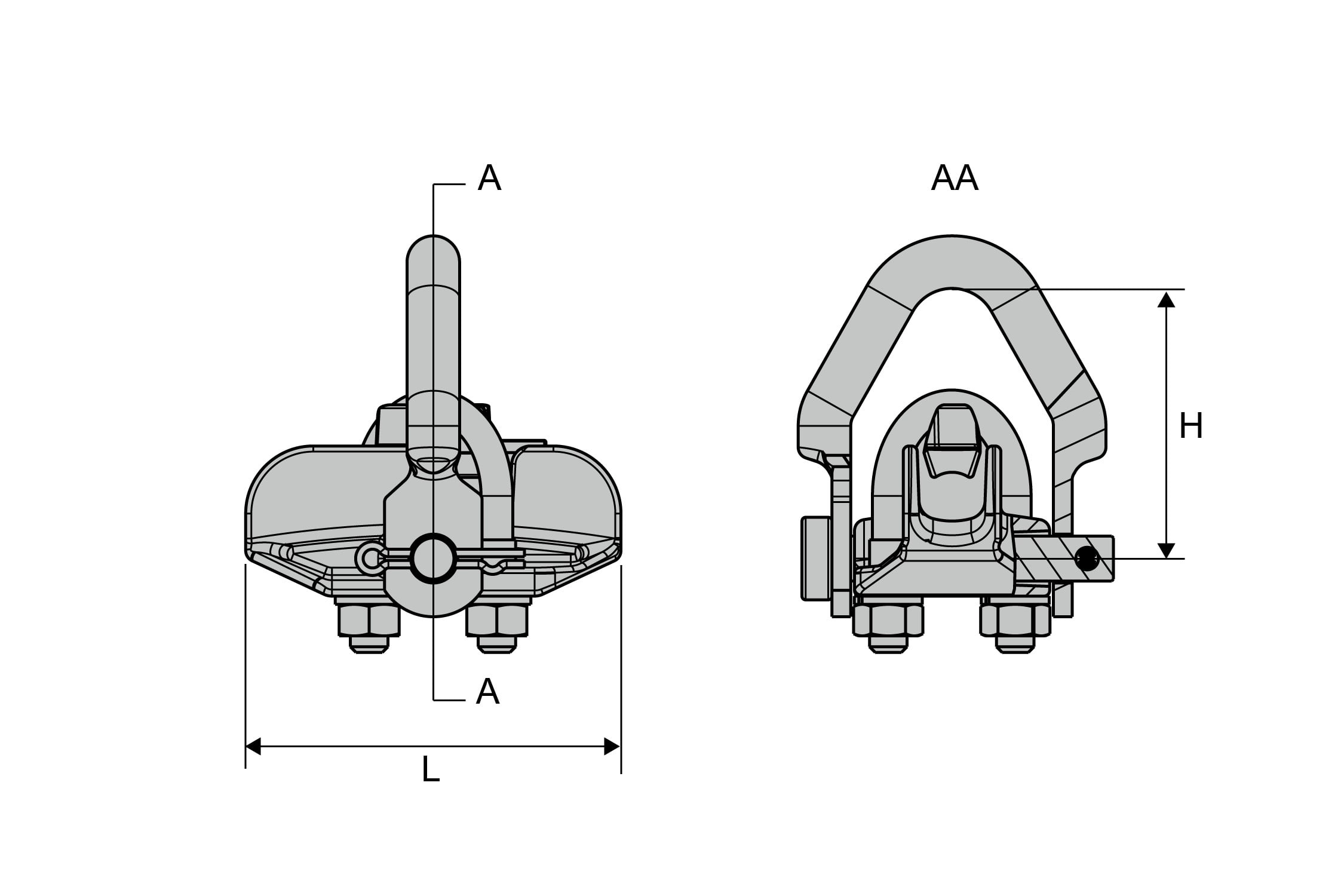 Dervaux Distribution - Pince de suspension à serrage par étrier câble alu 3D76M150D - Codet 6860303