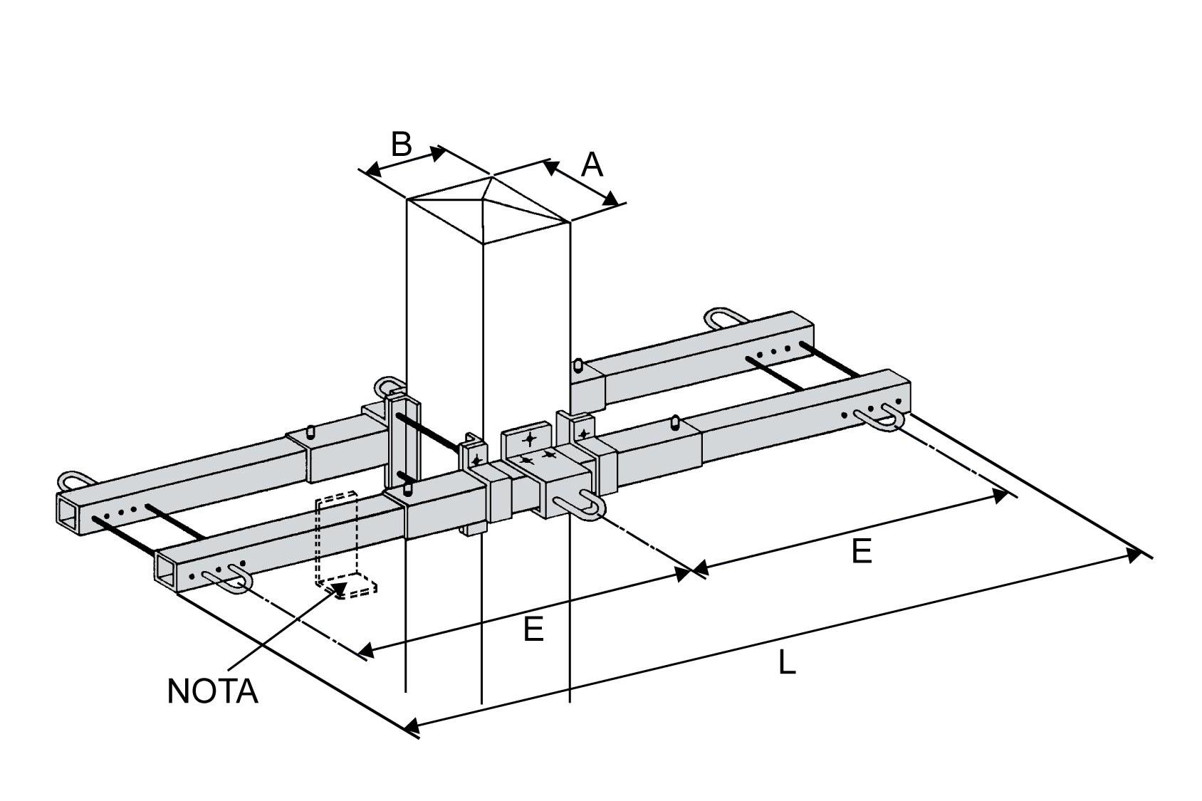 Dervaux Distribution - Traverse double ancrage en nappe horizontale KIA2Y3150D - Codet 6855130