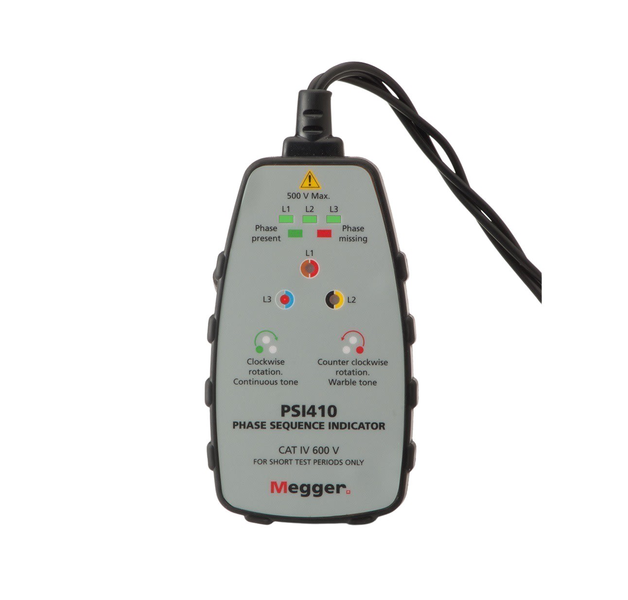 MEGGER - Indicateur d'ordre de phase, affichage par LED du sens de rotation.