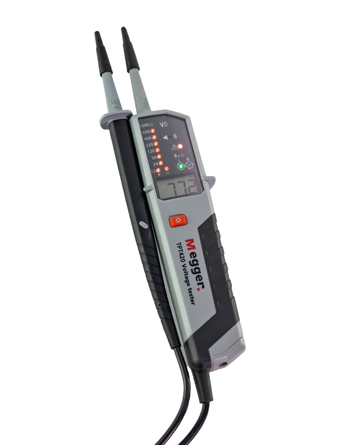 MEGGER - Vérificateur d'absence de tension LCD/LED TPT420 2 pôles (Cat IV/1000V)
