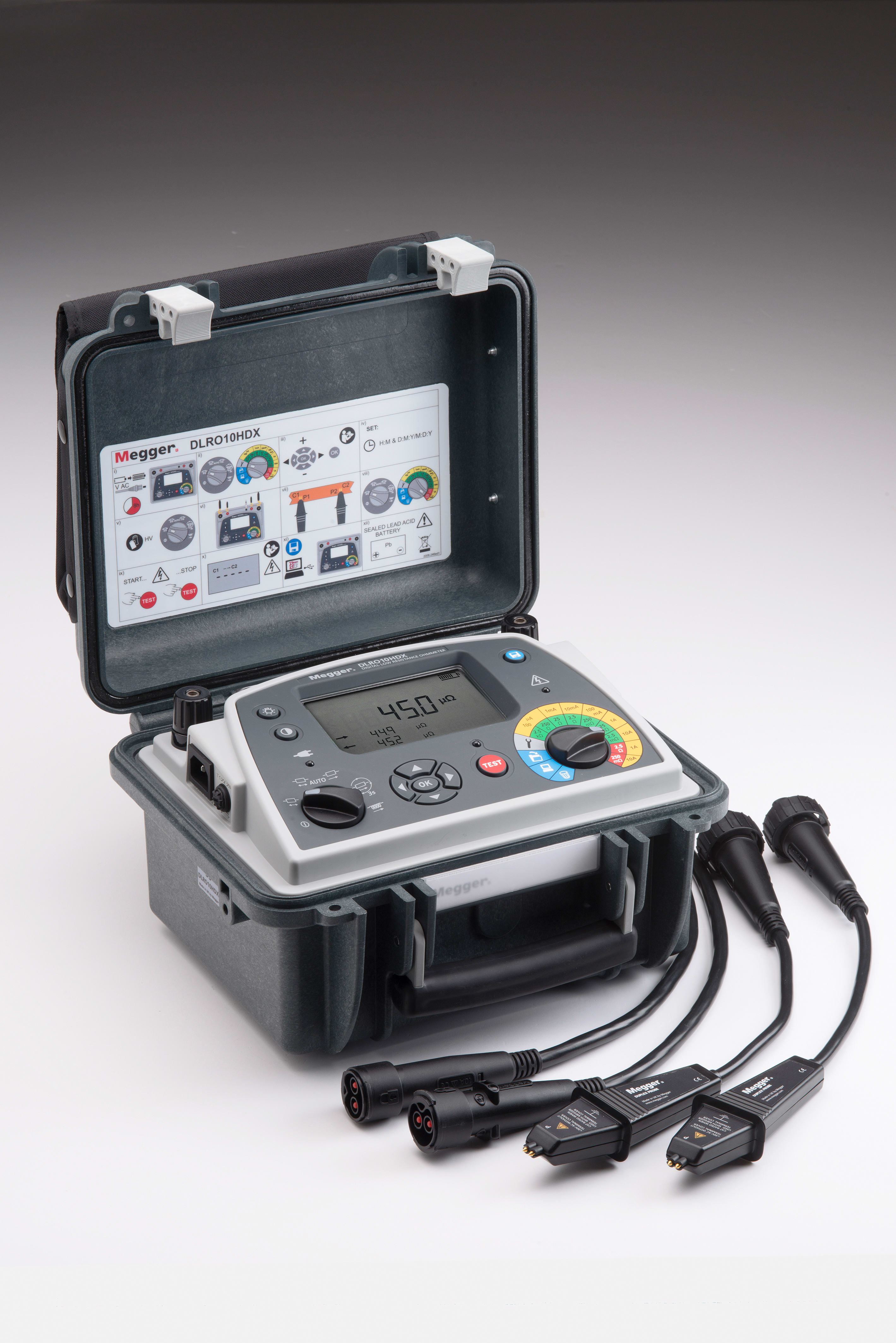 MEGGER - Micro Ohmmètre 10A, Mémoire, USB, avec cordons (x2) 1.5m avec poignées duplex