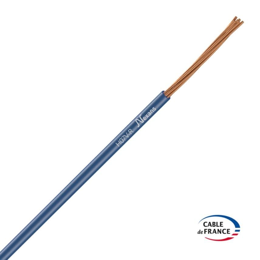 Nexans - Fil rigide H07V-R 1x10 Bleu couronne de 100m