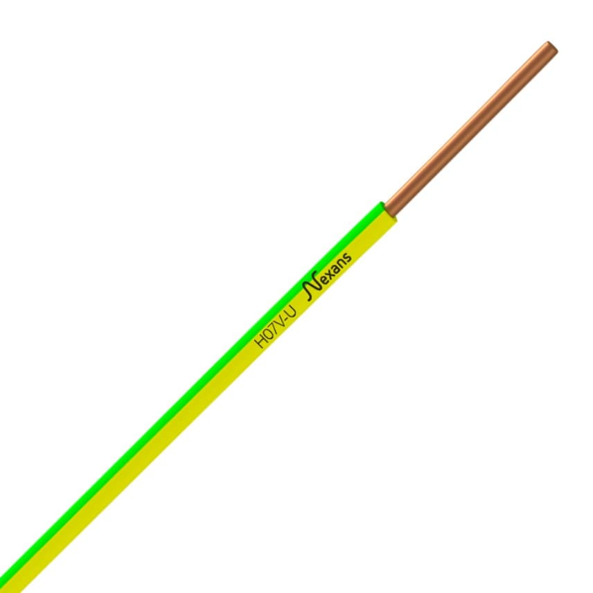 Nexans - Fil rigide H07V-U 1G2.5 Vert-jaune couronne de 100m