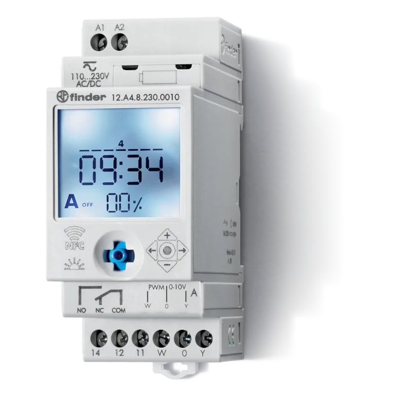 Finder - Horloge astro hebdo digitale 1 inv + sortie variable 110 à 230V AC/DC, NFC