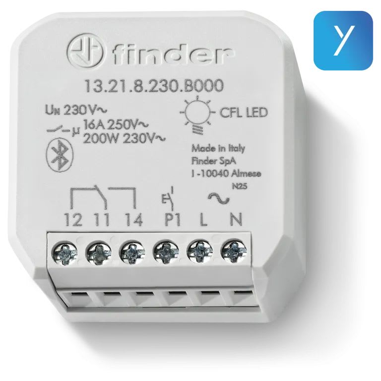 Finder - Actionneur multifonction YESLY 1 inverseur 16A 230V AC, Bluetooth, à encastrer
