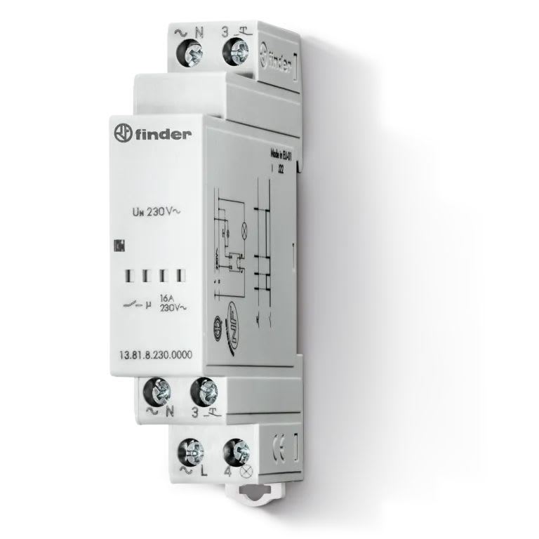 Finder - Télérupteur électronique modulaire 1NO 16A 230V AC, silencieux