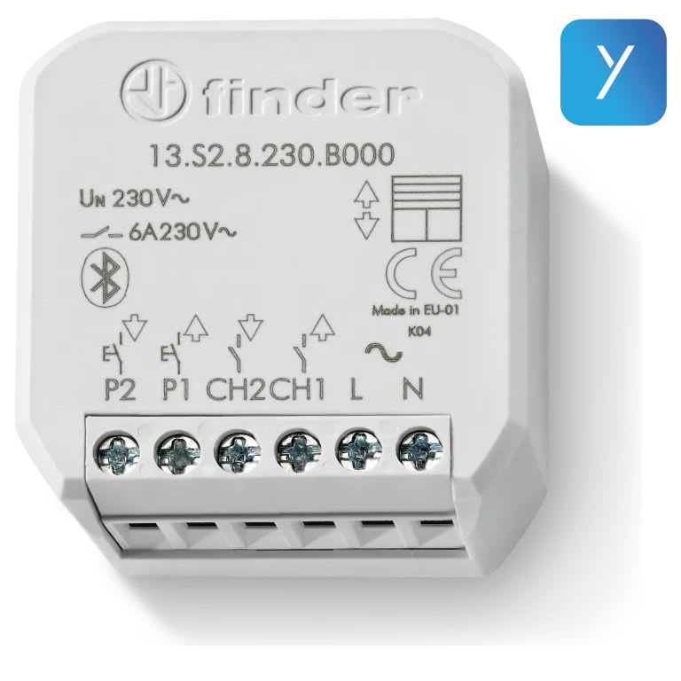 Finder - Actionneur volets roulants YESLY 2NO 6A 230V AC, Bluetooth, a encastrer