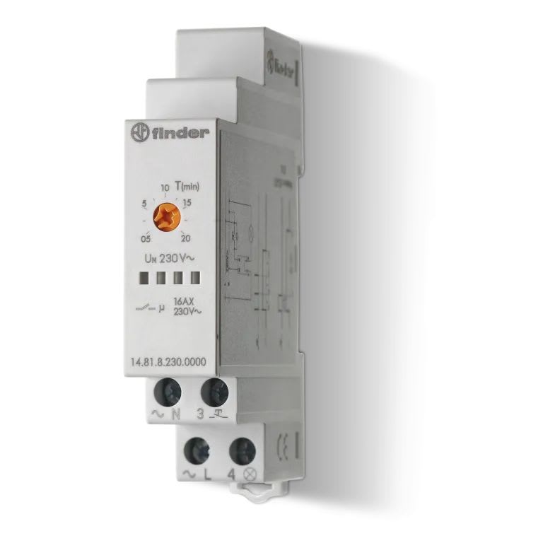 Finder - Minuterie cage d'escalier monofonction 1NO 16A 230V AC, bornes sur le même coté