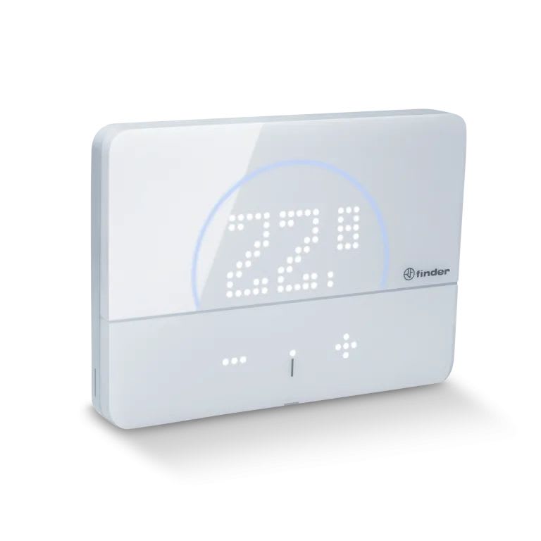 Finder - Thermostat BLISS hebdomadaire 1 inv 5A, 3 piles 1,5V, Radio 868 MHz, blanc