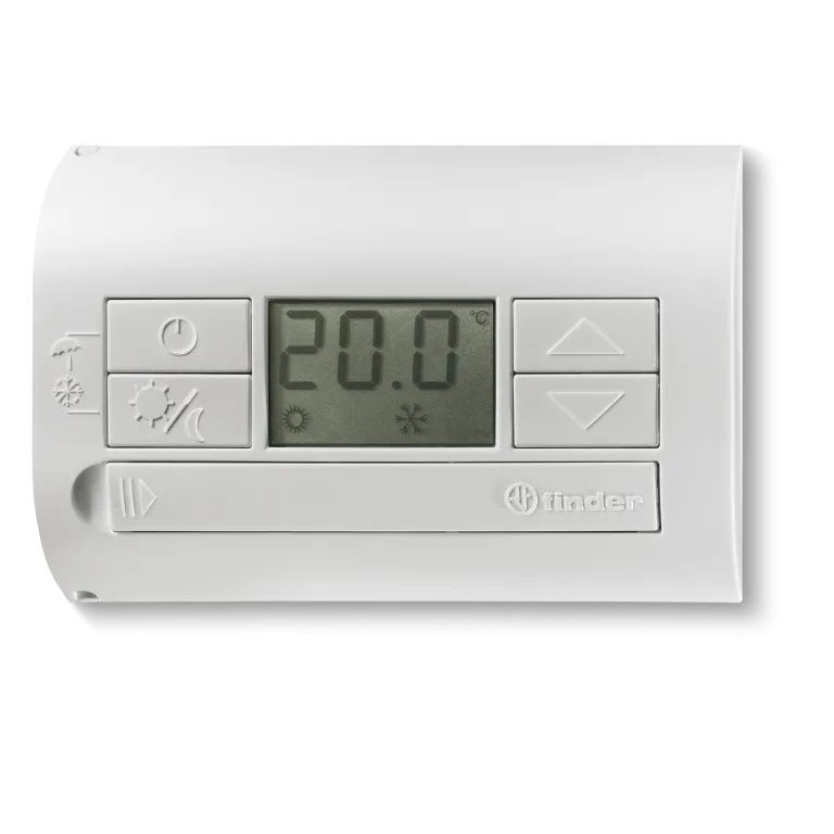 Finder - Thermostat 1 inverseur 5A, IP20, fonction hors gel, 2 piles 1,5V, blanc