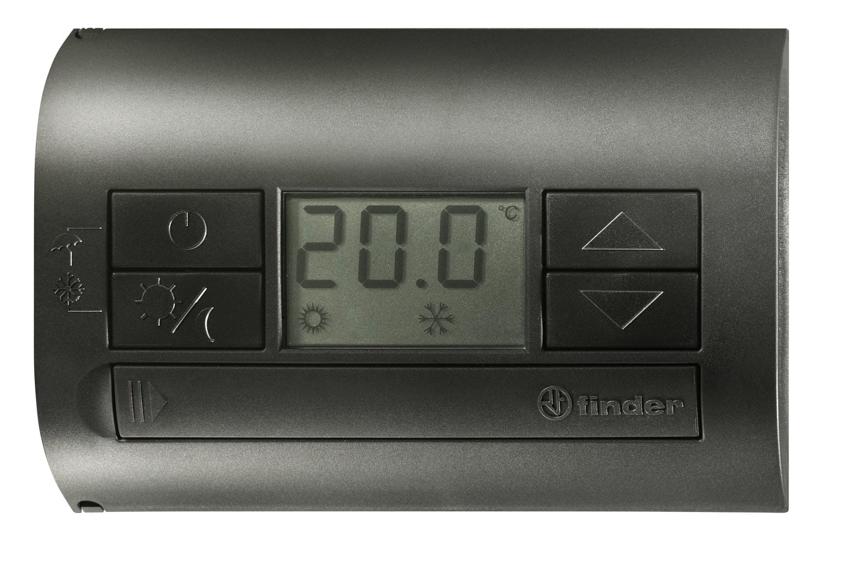 Finder - Thermostat 1 inverseur 5A, IP20, fonction hors gel, 2 piles 1,5V, noir