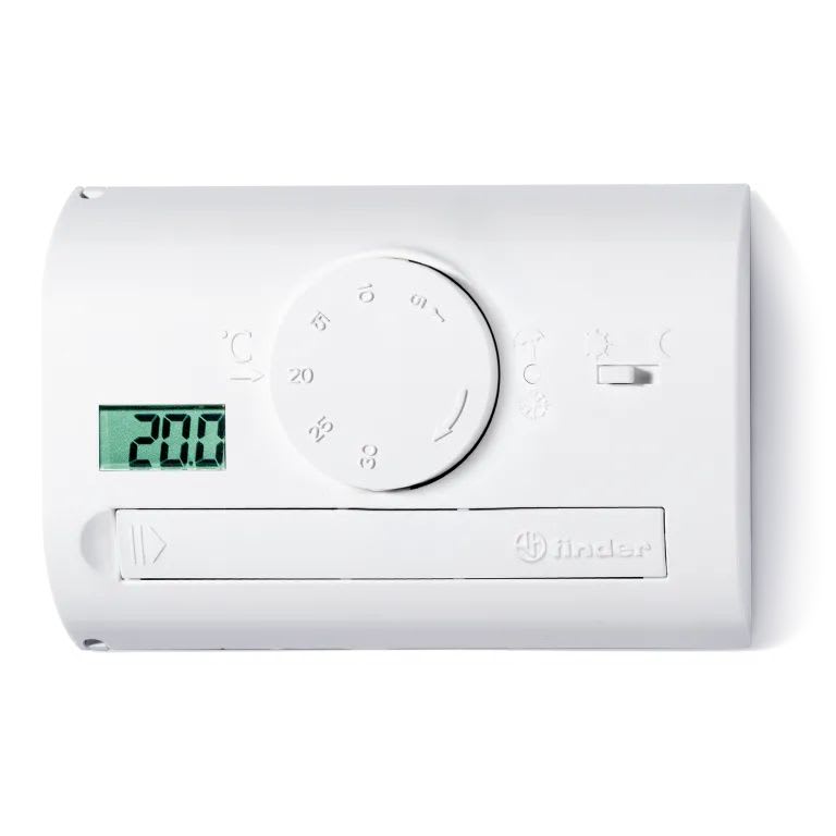 Finder - Thermostat 1 inverseur 5A, IP20, selecteur jour-nuit, 2 piles 1,5V, blanc