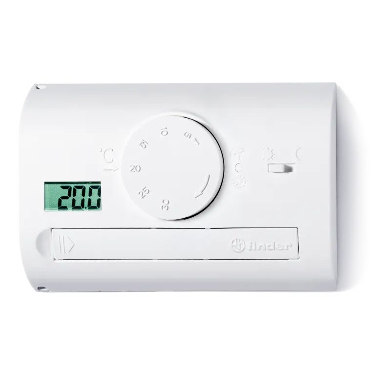 Finder - Thermostat 1 inverseur 5A, IP20, sélecteur jour/nuit, 2 piles 1,5V, blanc
