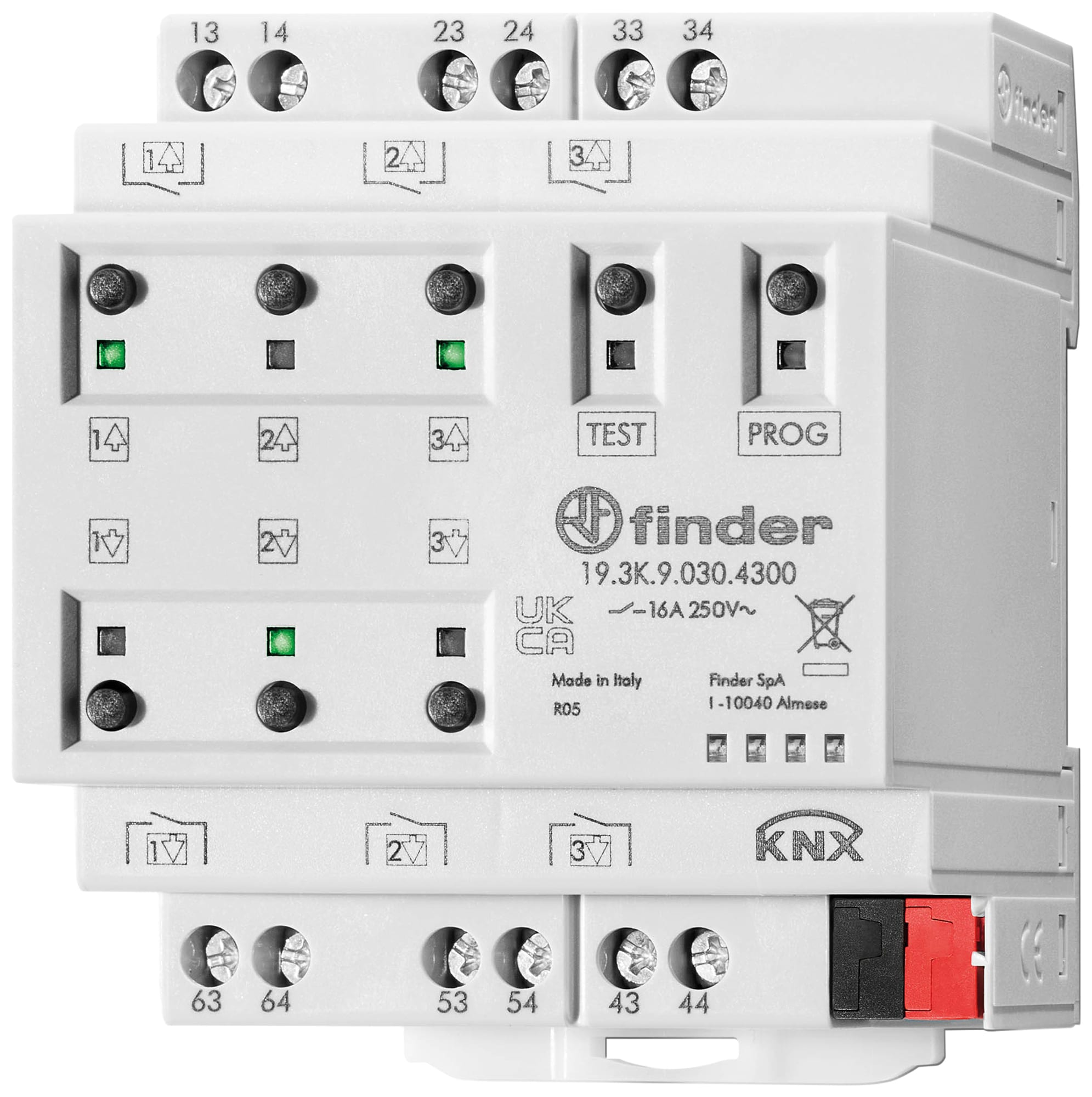 Finder - Actionneur KNX 3 contacts 16A pour volets roulants alimentation par le bus