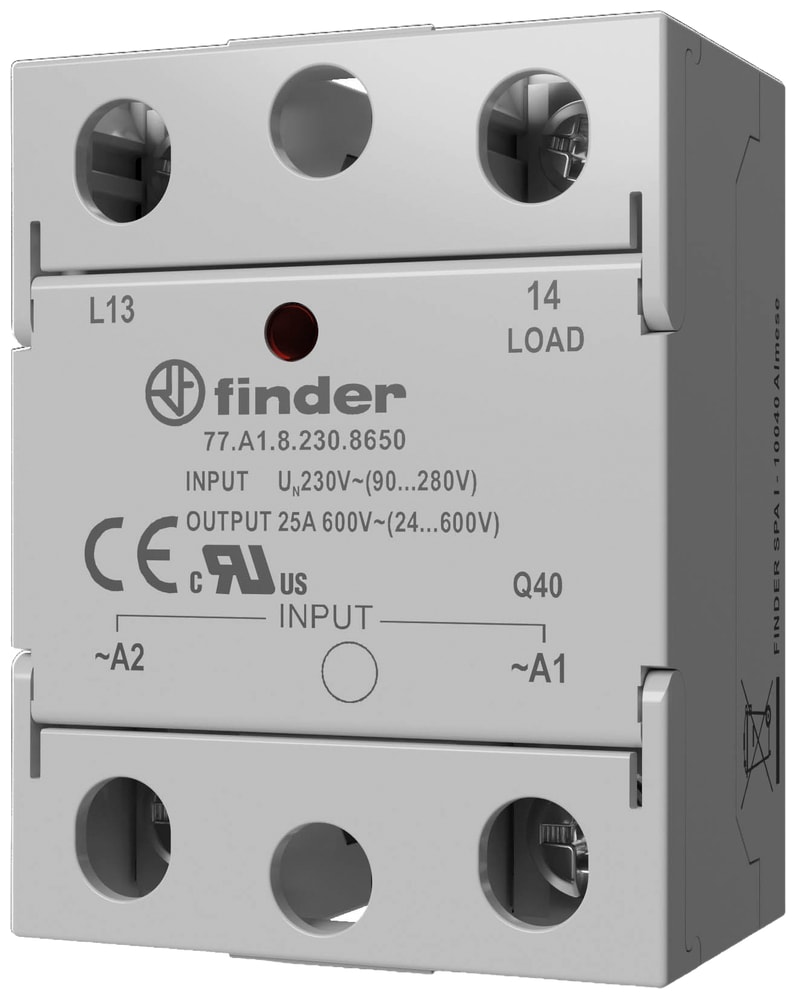 Finder - Relais statique pavé 1NO 125A 230V AC, commut 0 de tension, sortie 230VAC