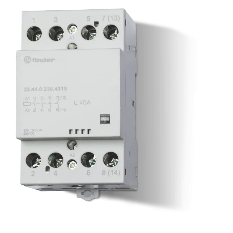 Finder - Contacteur modulaire 2NO + 2NC 40A 110 à 125V AC/DC, AgSnO2, indicateur méca