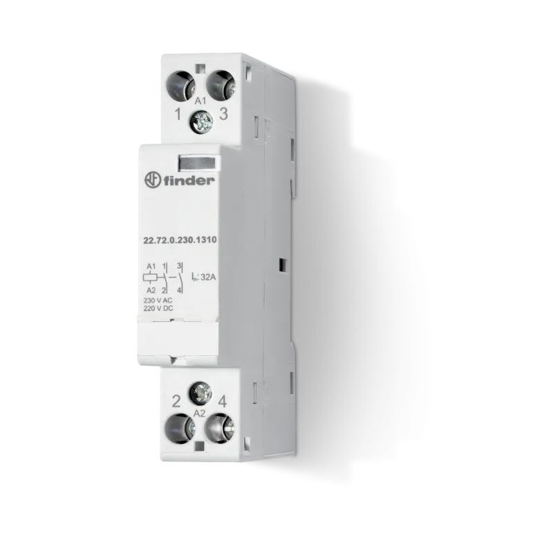 Finder - Contacteur 1NO + 1NC 32A 24V AC/DC, AgNi, indicateur mécanique, contact miroir