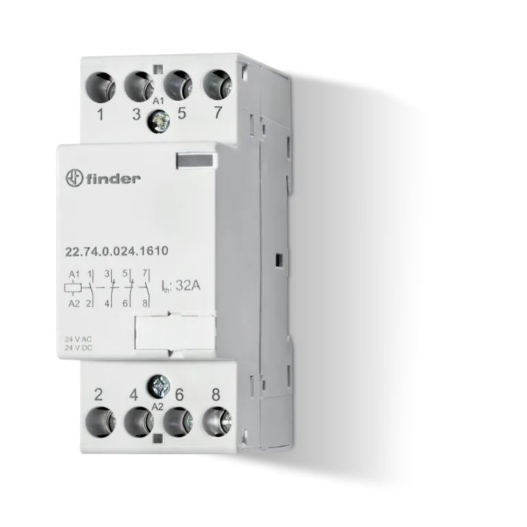 Finder - Contacteur 3NO + 1NC 32A 230V AC/DC, AgNi, indicateur mécanique