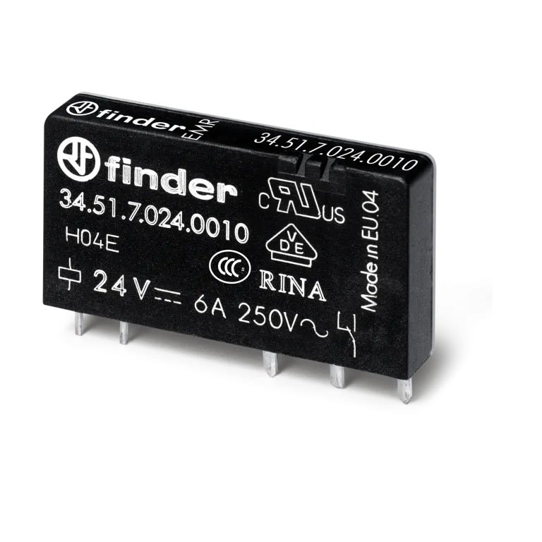 Finder - Relais CI 1NO 6A 60V DC sensible, faible épaisseur, AgSnO2