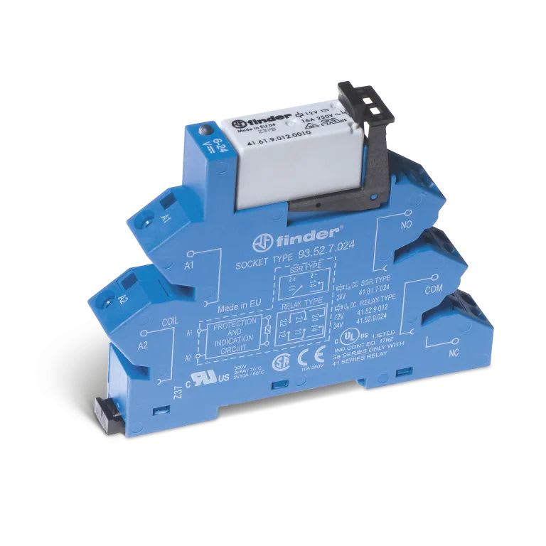 Finder - Interface modulaire à relais 1RT 16A 24V DC sensible, bornes à ressort