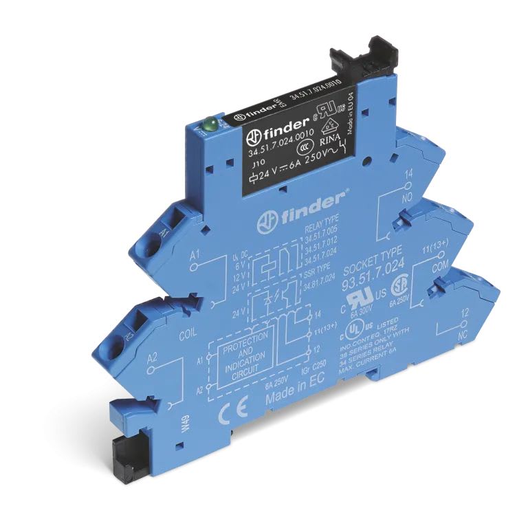 Finder - Interface modulaire à relais 1RT 6A 48V DC sensible, AgNi, bornes à ressort