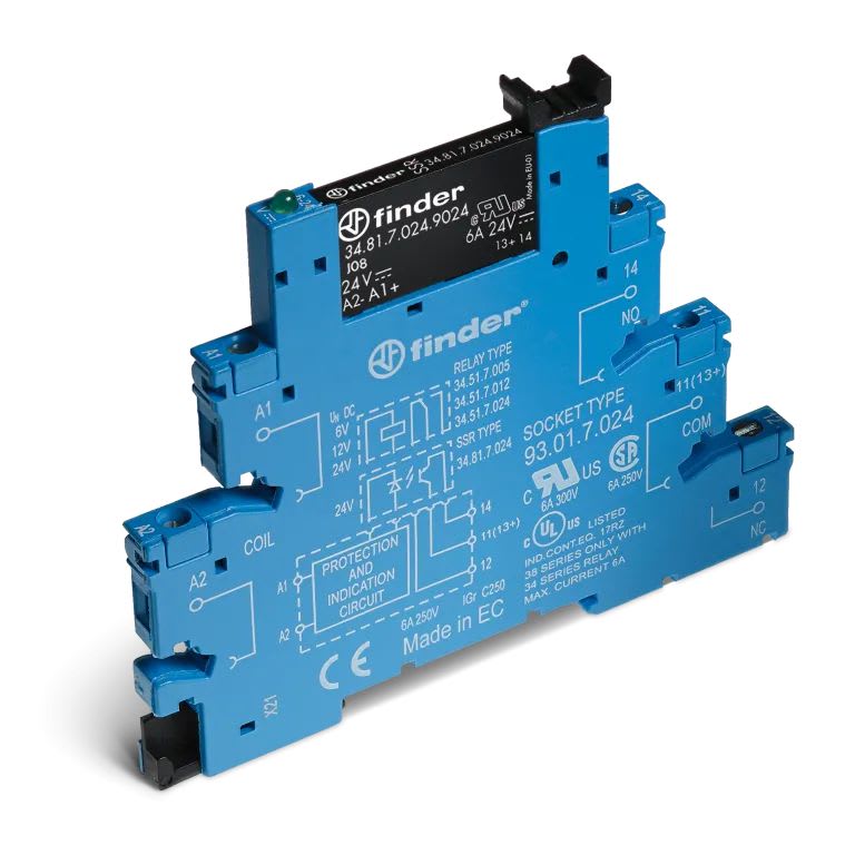 Finder - Interface statique 1NO 6A IN : 6V DC sensible, OUT : 24V DC, à cage