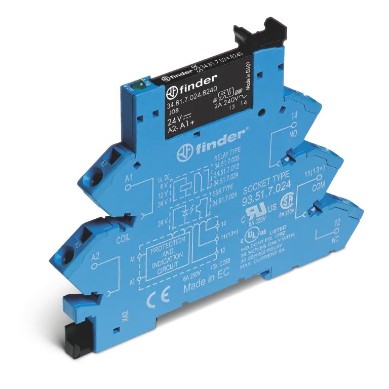 Finder - Interface statique 1NO 6A IN : 24V DC sensible, OUT : 24V DC, à ressort
