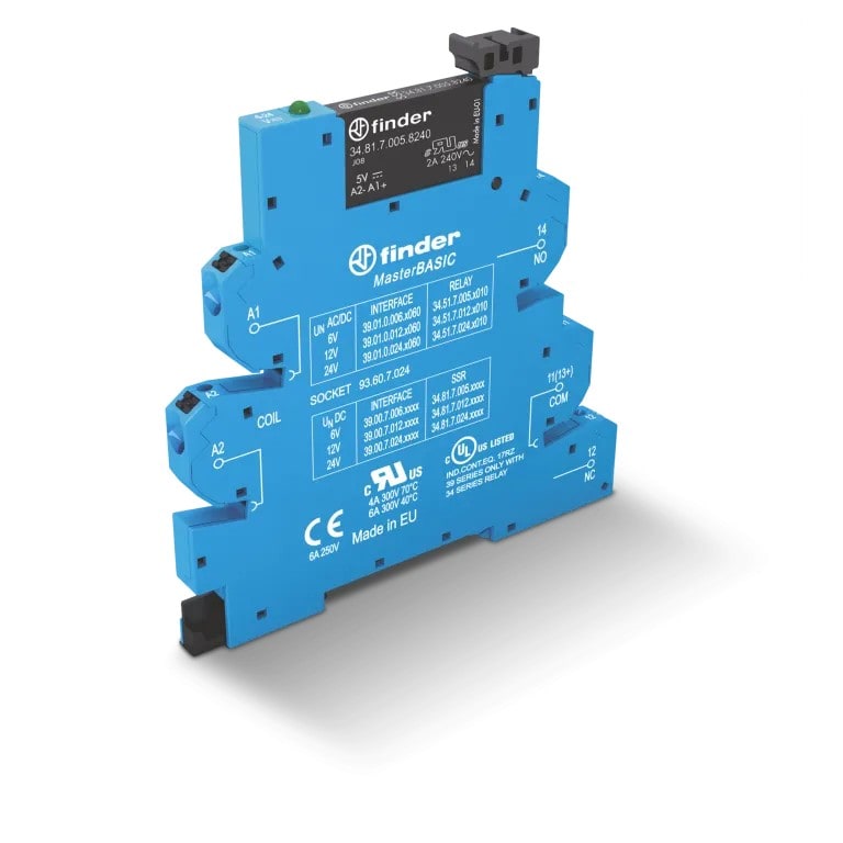 Finder - Interface masterBASIC 1NO 5A IN 24VAC/DC OUT 24VDC borne auto, Hazloc, ATEX