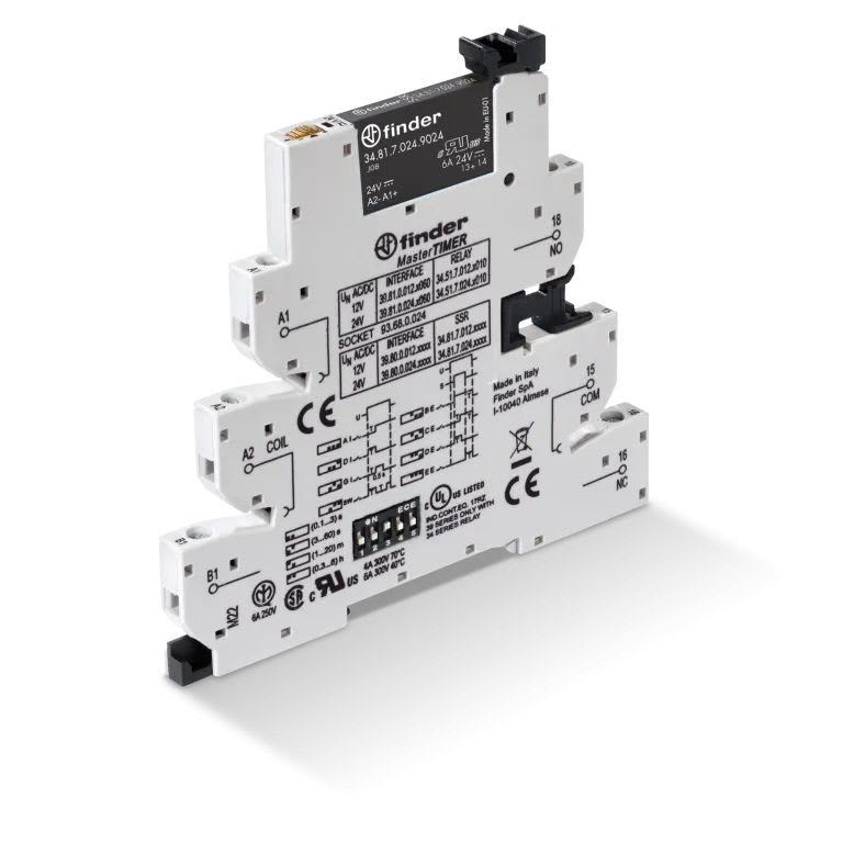 Finder - Interface statique masterTIMER 1NO 6A IN : 12V AC/DC OUT : 24V DC, à cage