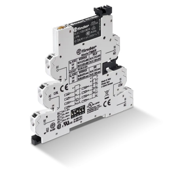 Finder - Interface mécanique masterTIMER 1RT 6A 24V AC/DC, bornes auto